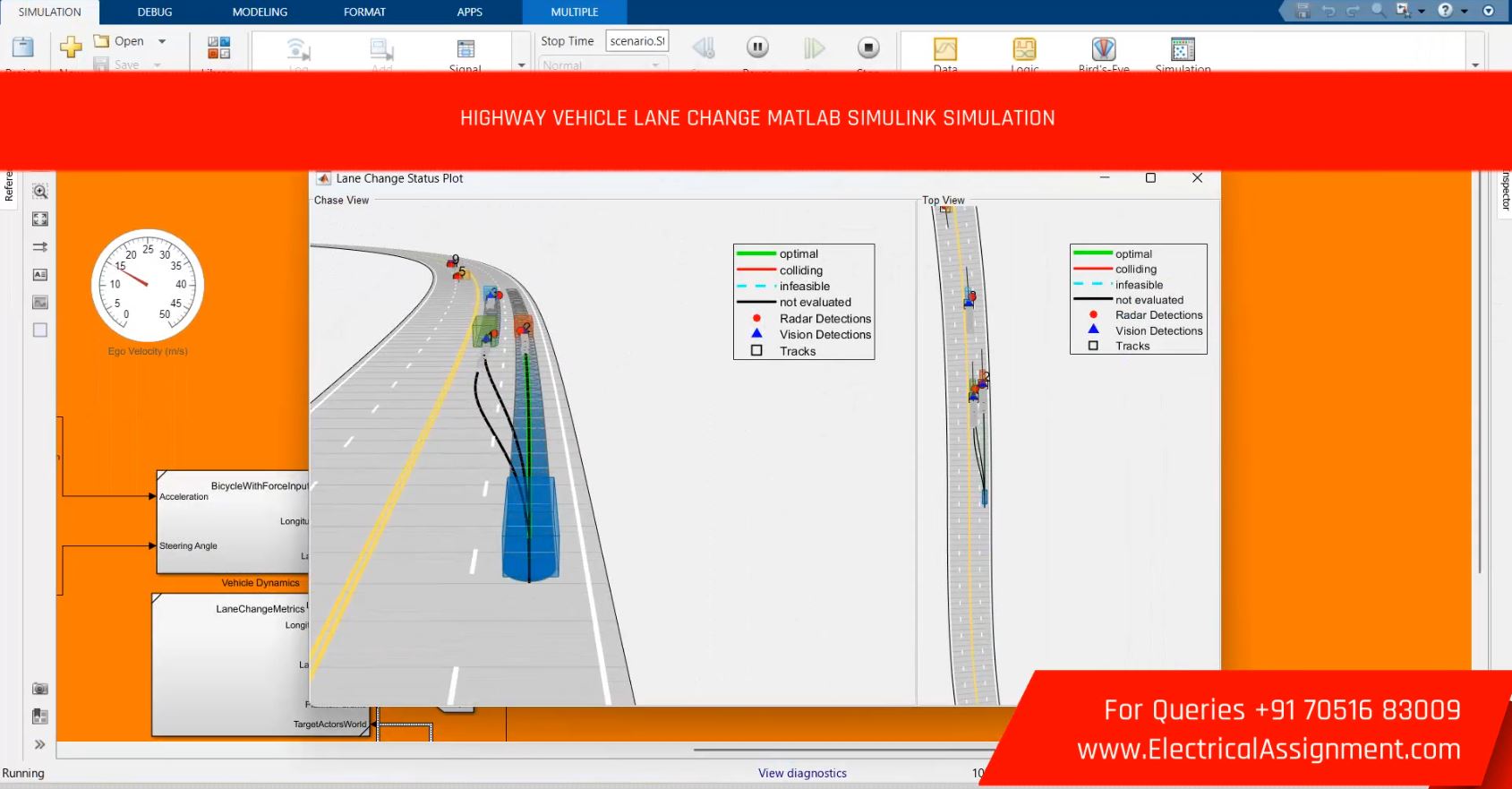 HIGHWAY VEHICLE LANE CHANGE MATLAB SIMULINK SIMULATION screenshot 3